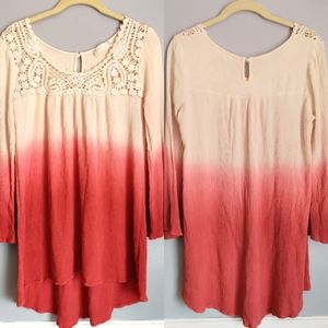 Altar'd State Pink Ombre Tunic w Bell Sleeves sz S